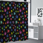 Cute Dino Footprint Pattern Print Premium Shower Curtain