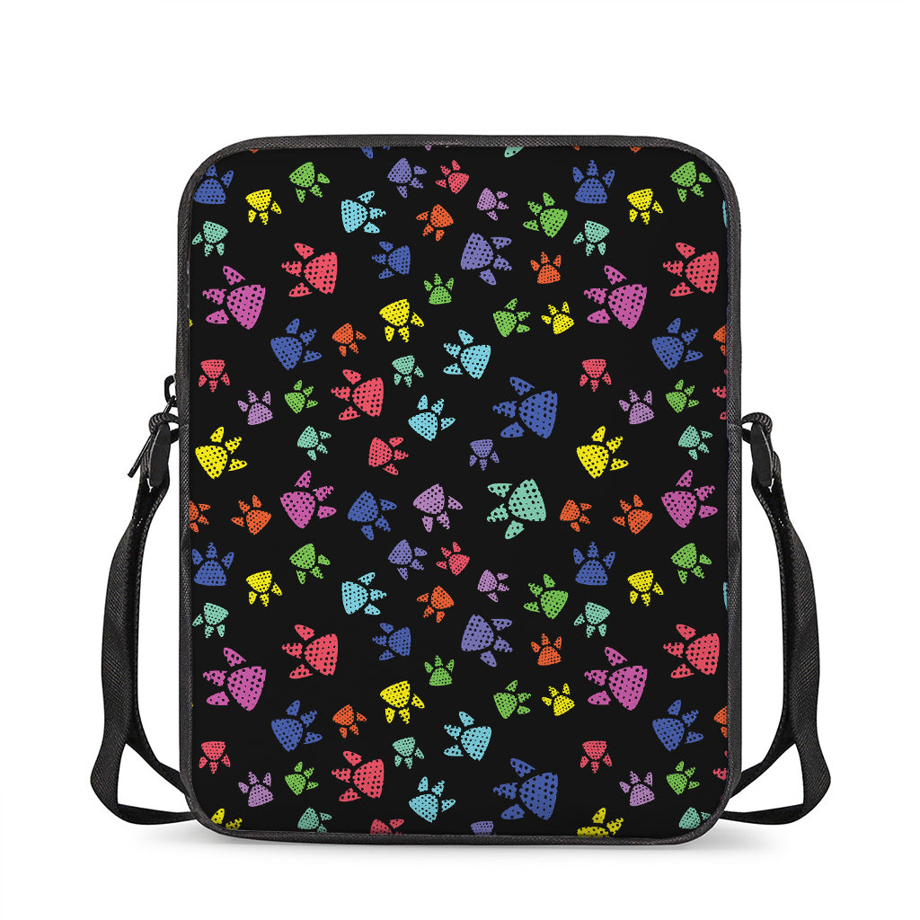 Cute Dino Footprint Pattern Print Rectangular Crossbody Bag
