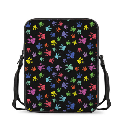 Cute Dino Footprint Pattern Print Rectangular Crossbody Bag