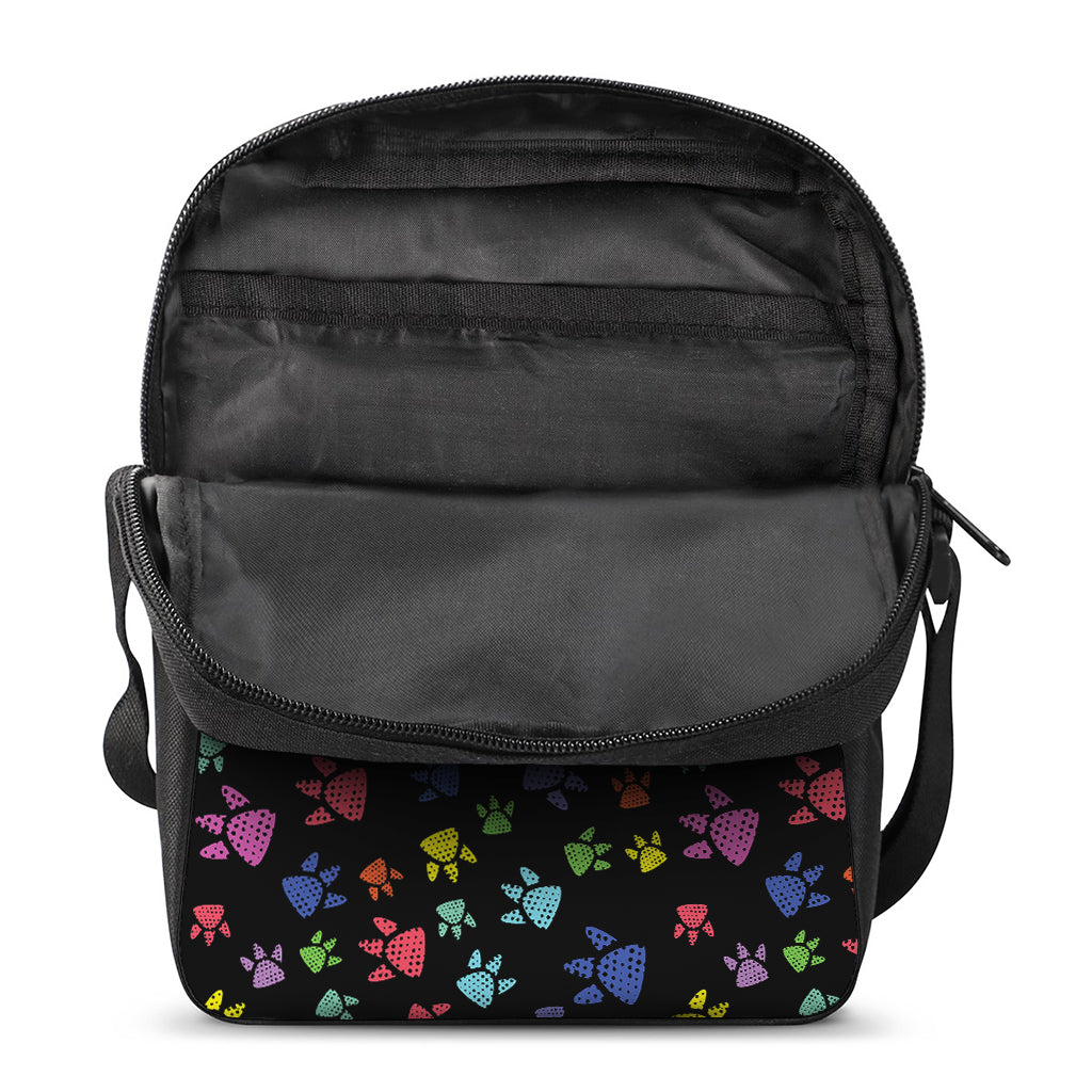 Cute Dino Footprint Pattern Print Rectangular Crossbody Bag