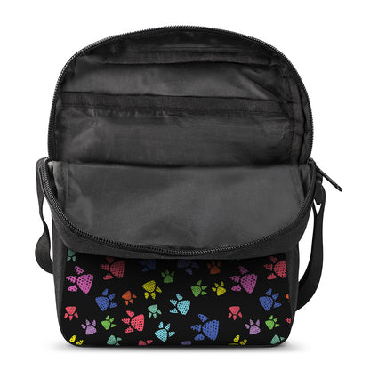 Cute Dino Footprint Pattern Print Rectangular Crossbody Bag