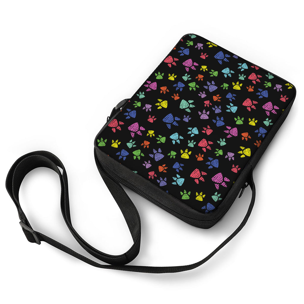 Cute Dino Footprint Pattern Print Rectangular Crossbody Bag