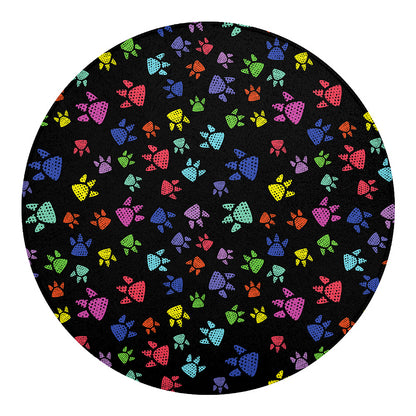 Cute Dino Footprint Pattern Print Round Blanket