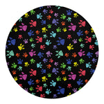 Cute Dino Footprint Pattern Print Round Blanket