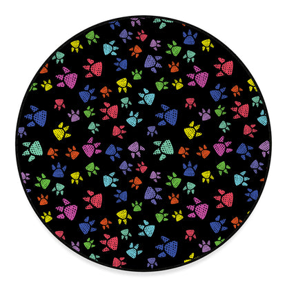 Cute Dino Footprint Pattern Print Round Floor Mat