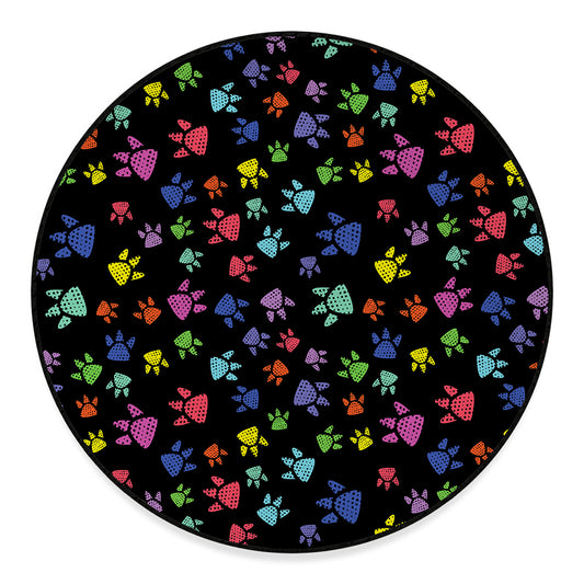 Cute Dino Footprint Pattern Print Round Floor Mat
