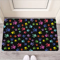 Cute Dino Footprint Pattern Print Rubber Doormat