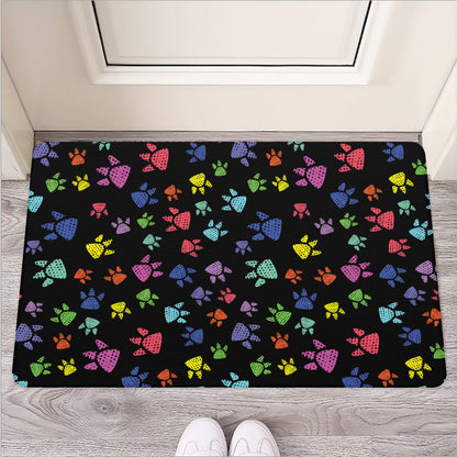 Cute Dino Footprint Pattern Print Rubber Doormat