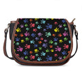 Cute Dino Footprint Pattern Print Saddle Bag