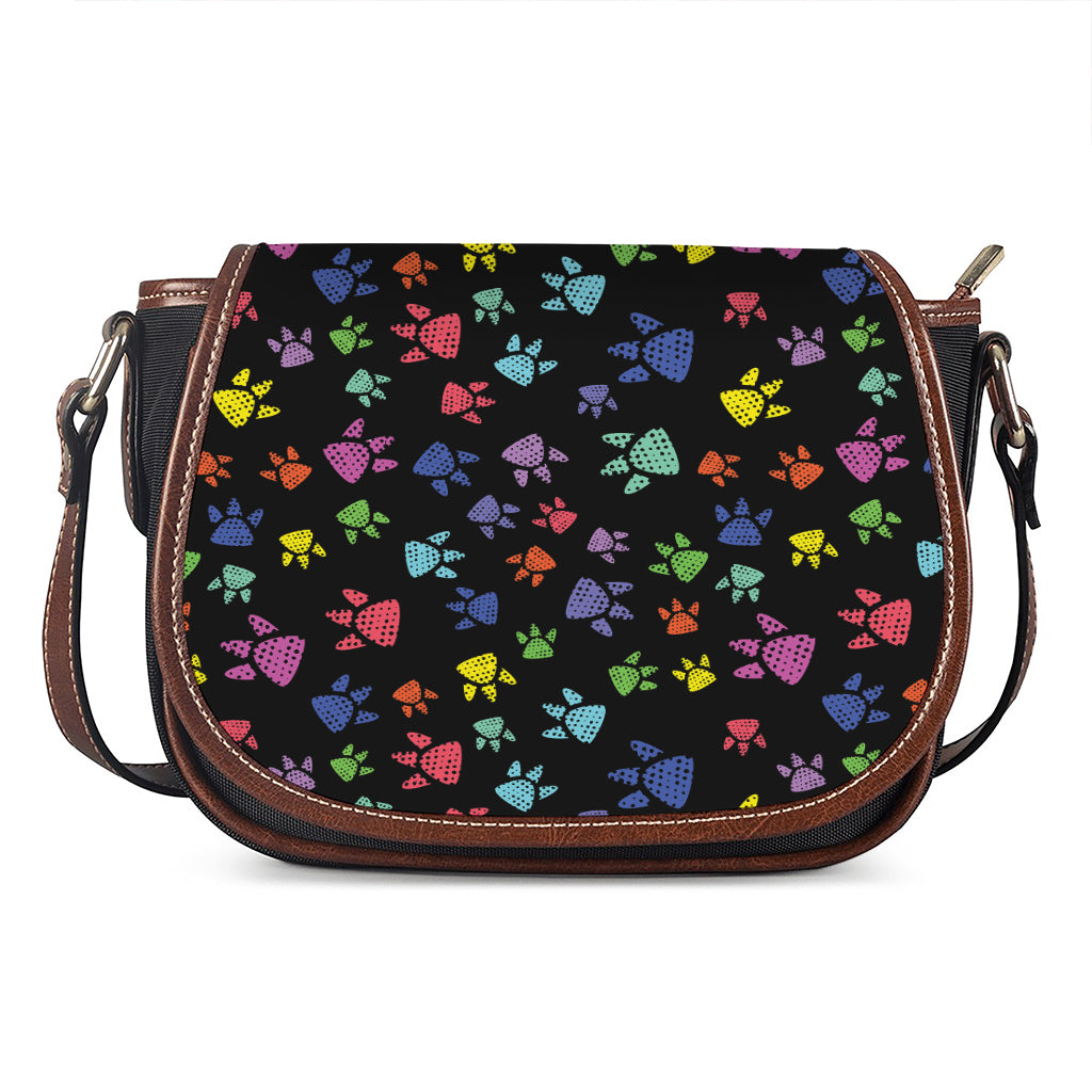 Cute Dino Footprint Pattern Print Saddle Bag