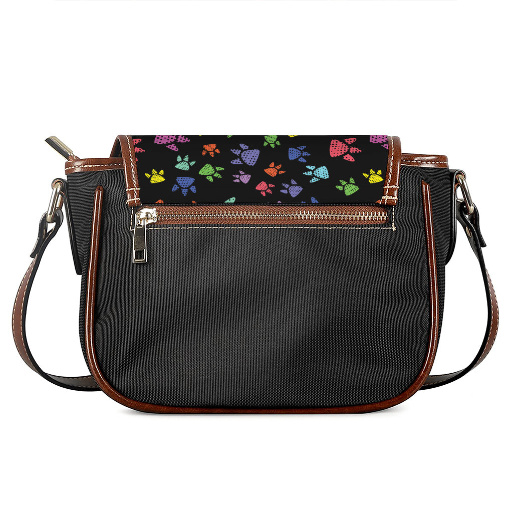 Cute Dino Footprint Pattern Print Saddle Bag