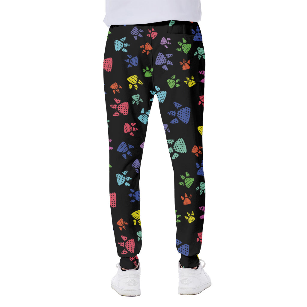 Cute Dino Footprint Pattern Print Scuba Joggers
