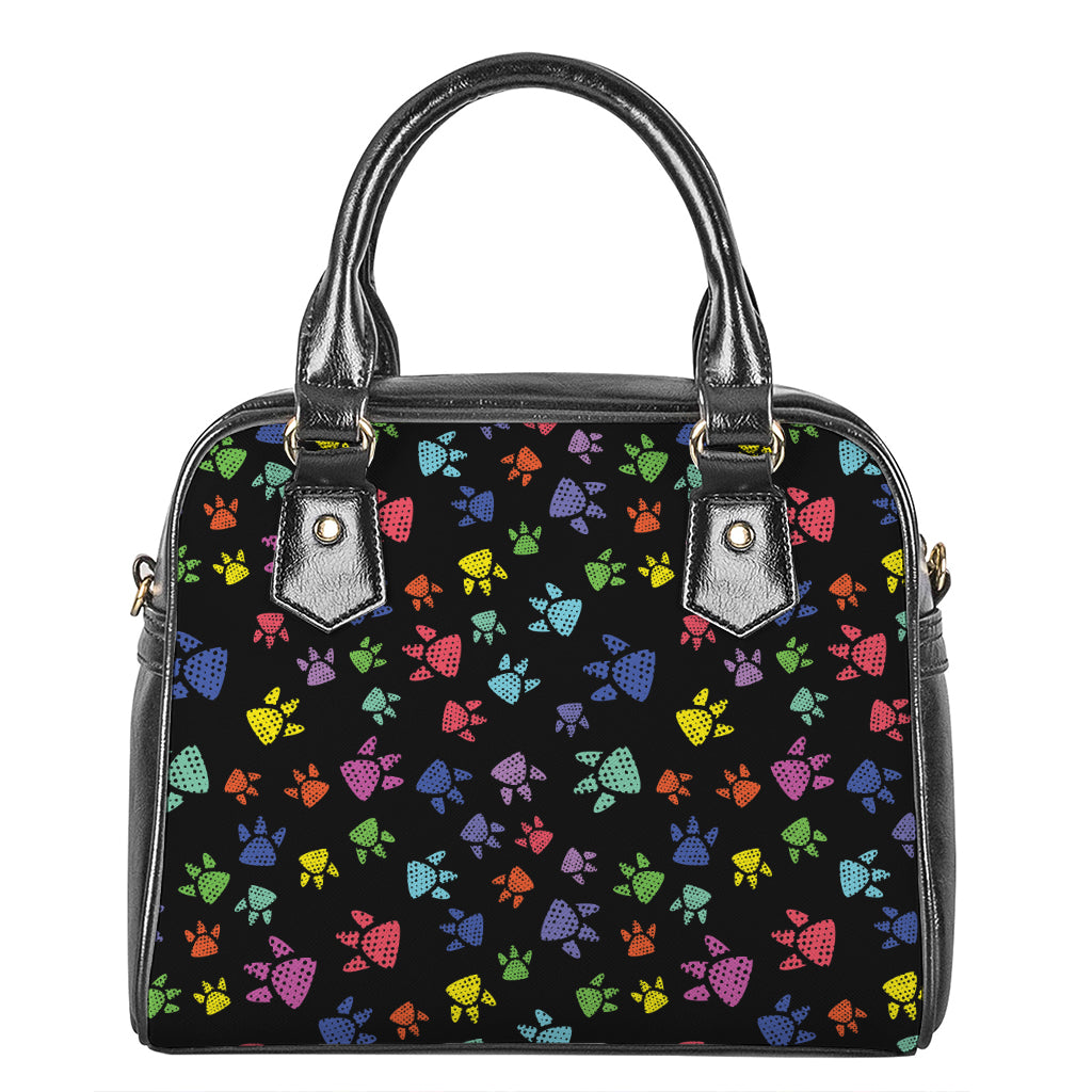 Cute Dino Footprint Pattern Print Shoulder Handbag