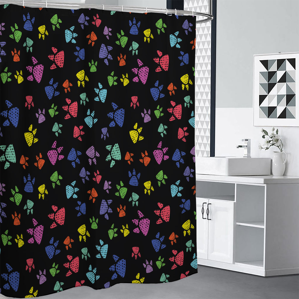 Cute Dino Footprint Pattern Print Shower Curtain