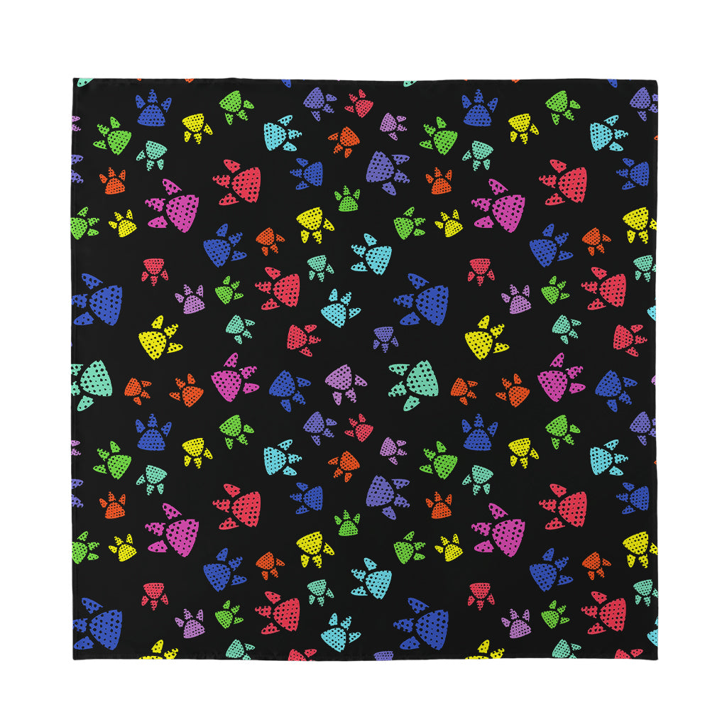 Cute Dino Footprint Pattern Print Silk Bandana
