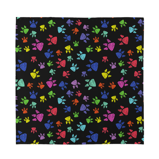 Cute Dino Footprint Pattern Print Silk Bandana