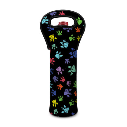 Cute Dino Footprint Pattern Print Single Neoprene Wine Tote