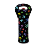 Cute Dino Footprint Pattern Print Single Neoprene Wine Tote