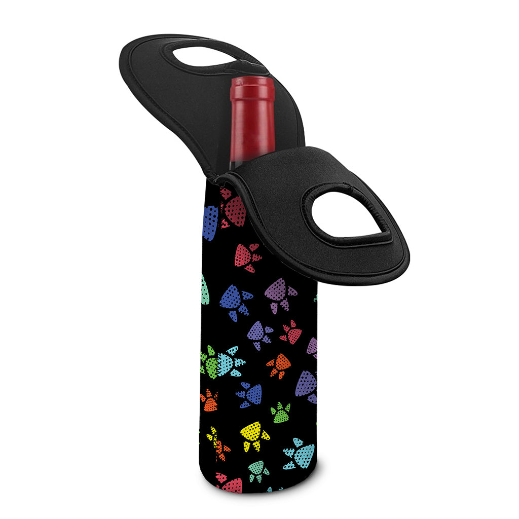 Cute Dino Footprint Pattern Print Single Neoprene Wine Tote