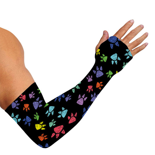 Cute Dino Footprint Pattern Print Sun Protection Arm Sleeves