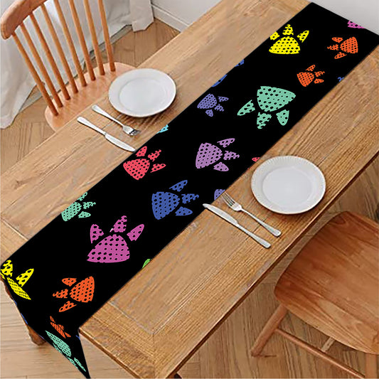 Cute Dino Footprint Pattern Print Table Runner