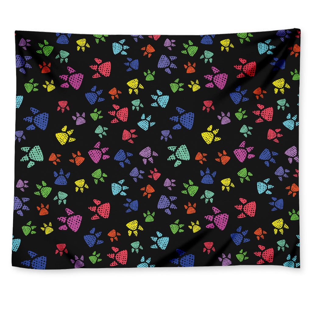 Cute Dino Footprint Pattern Print Tapestry