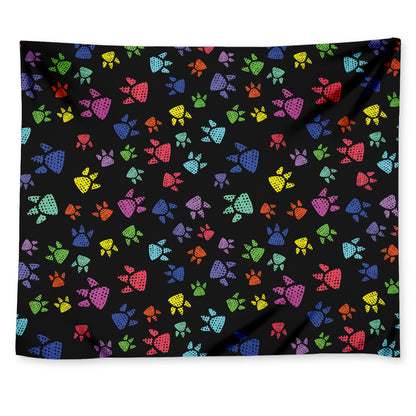 Cute Dino Footprint Pattern Print Tapestry