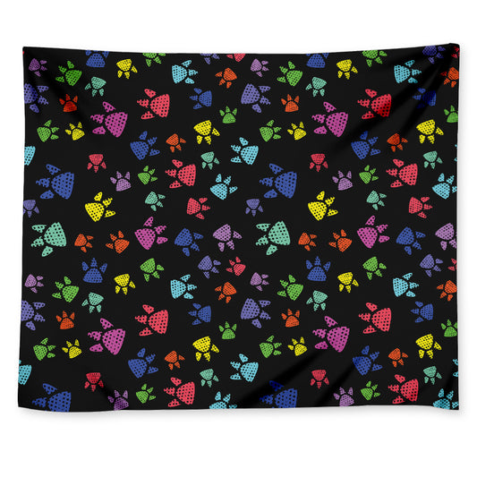 Cute Dino Footprint Pattern Print Tapestry