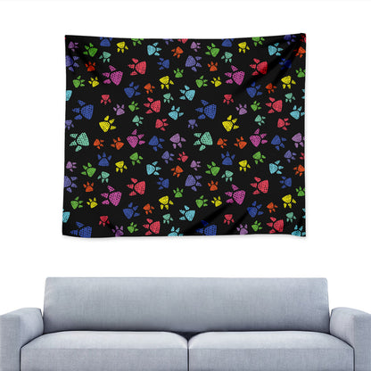 Cute Dino Footprint Pattern Print Tapestry
