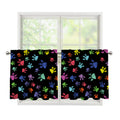 Cute Dino Footprint Pattern Print Tier Curtains
