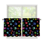 Cute Dino Footprint Pattern Print Tier Curtains