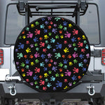 Cute Dino Footprint Pattern Print Tire Cover
