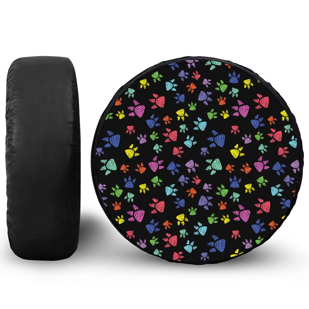 Cute Dino Footprint Pattern Print Tire Cover