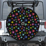 Cute Dino Footprint Pattern Print Tire Cover With Camera Hole