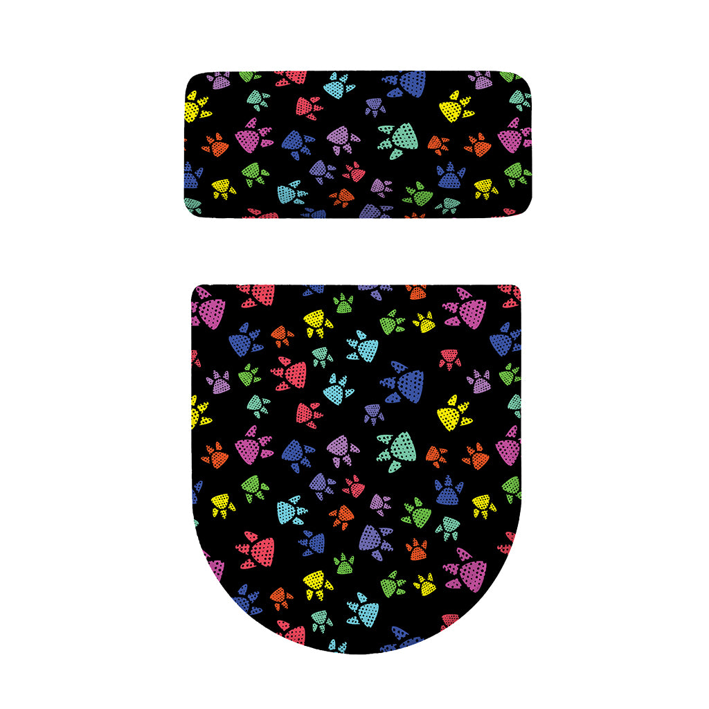 Cute Dino Footprint Pattern Print Toilet Lid And Tank Cover Set