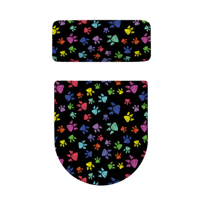 Cute Dino Footprint Pattern Print Toilet Lid And Tank Cover Set