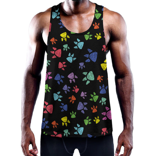 Cute Dino Footprint Pattern Print Training Tank Top