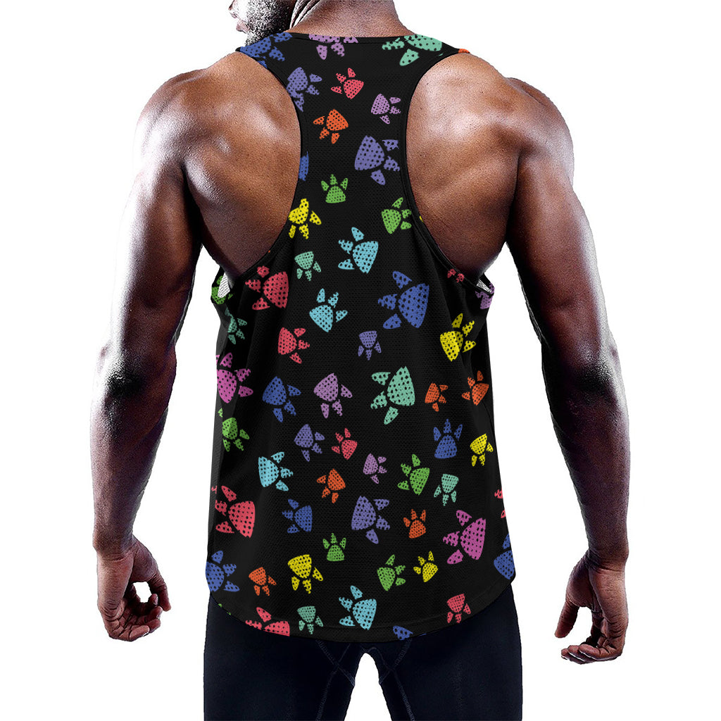 Cute Dino Footprint Pattern Print Training Tank Top