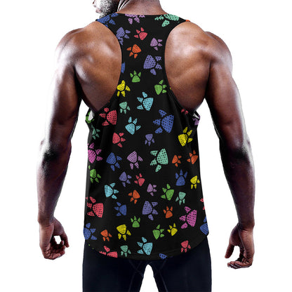 Cute Dino Footprint Pattern Print Training Tank Top