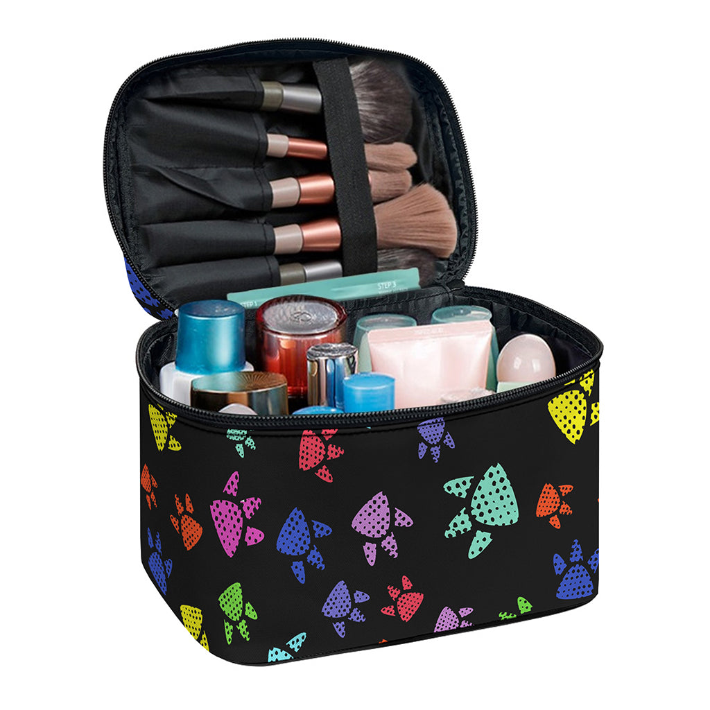 Cute Dino Footprint Pattern Print Travel Makeup Bag