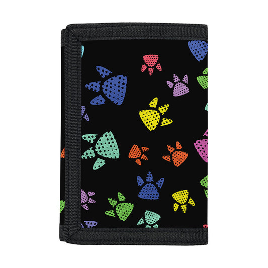 Cute Dino Footprint Pattern Print Trifold Wallet