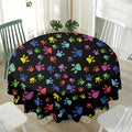 Cute Dino Footprint Pattern Print Waterproof Round Tablecloth