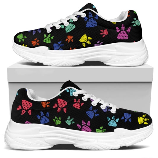 Cute Dino Footprint Pattern Print White Chunky Shoes