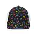 Cute Dino Footprint Pattern Print White Mesh Trucker Hat