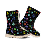 Cute Dino Footprint Pattern Print Winter Boots