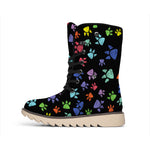 Cute Dino Footprint Pattern Print Winter Boots