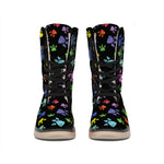 Cute Dino Footprint Pattern Print Winter Boots