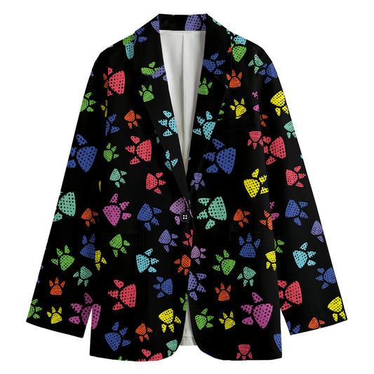 Cute Dino Footprint Pattern Print Women's Blazer