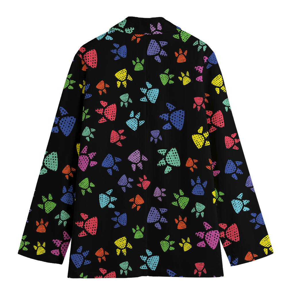 Cute Dino Footprint Pattern Print Women's Blazer