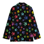 Cute Dino Footprint Pattern Print Women's Cotton Blazer